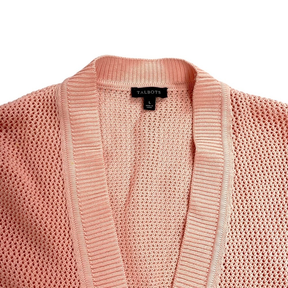 Talbots Mesh Open Front Cardigan In Pink - image 4
